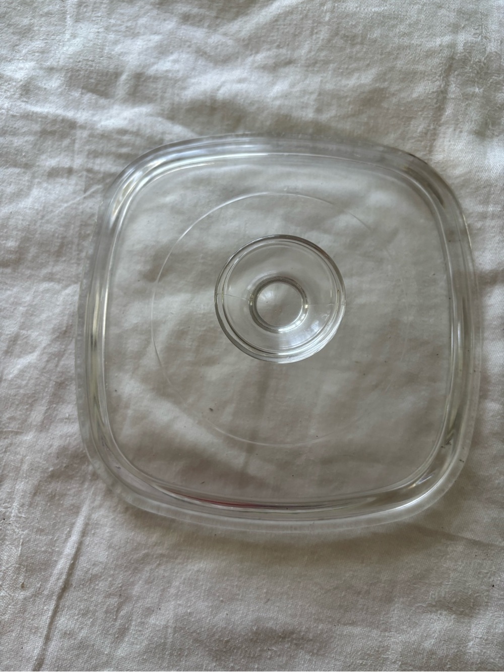 Clear Glass Square Lid with Center Knob